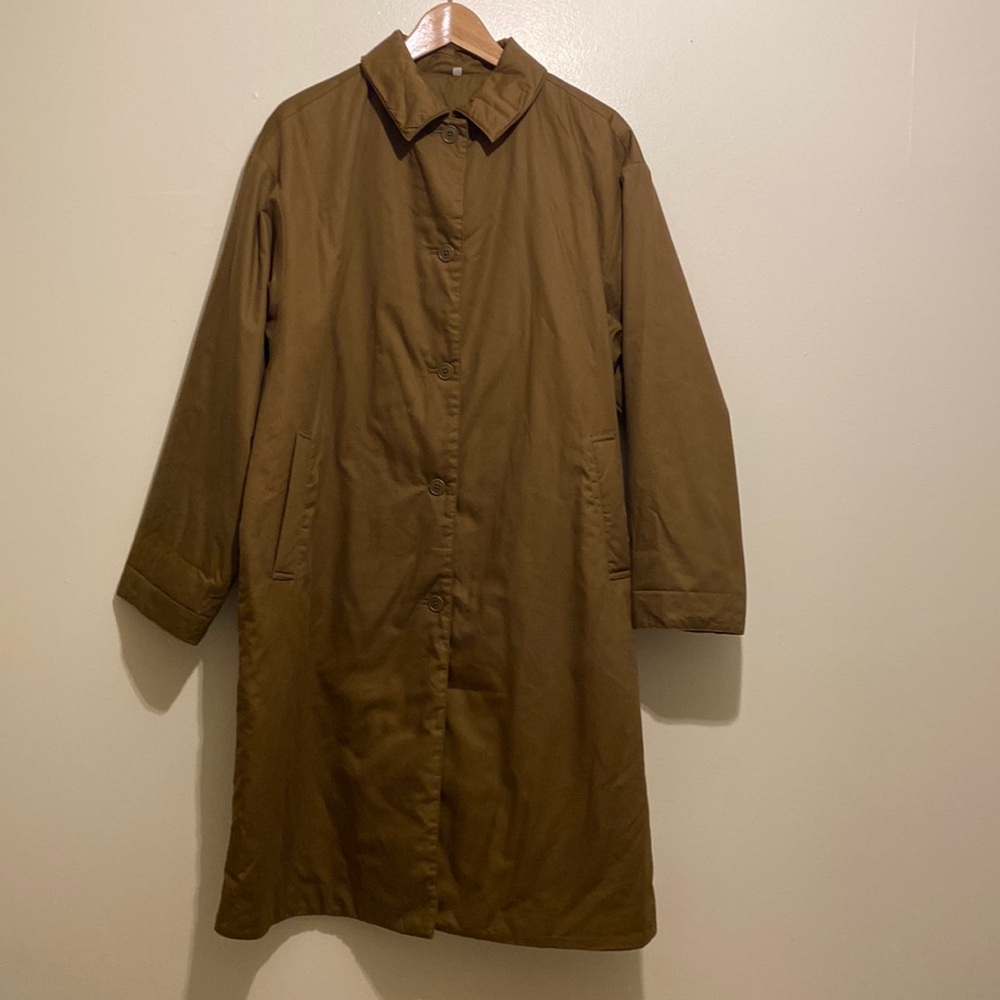 Muji brown long coat jacket. Size L